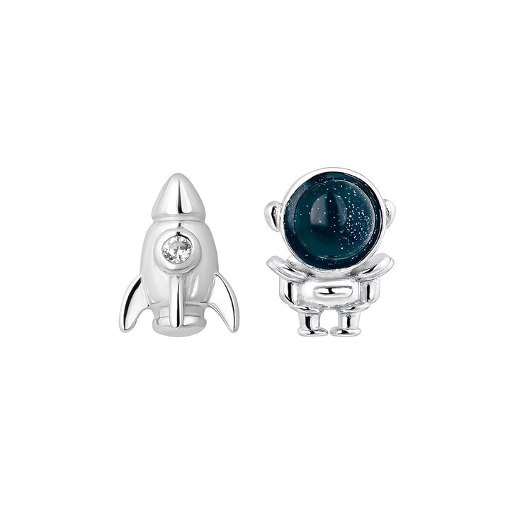 PENDIENTES ASIMÉTRICOS DE PLATA SPACE ODYSSEY