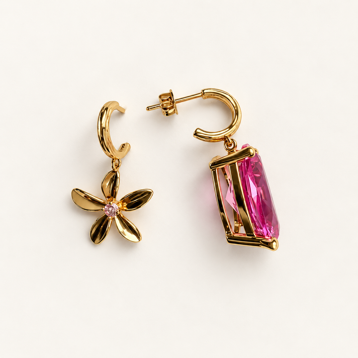 PENDIENTES ASIMÉTRICOS FLEUR ET GEMME