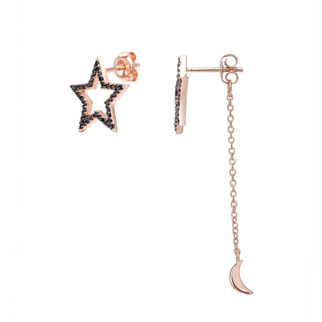 PENDIENTES ASIMÉTRICOS ORO ROSA DAZZLING-STARS