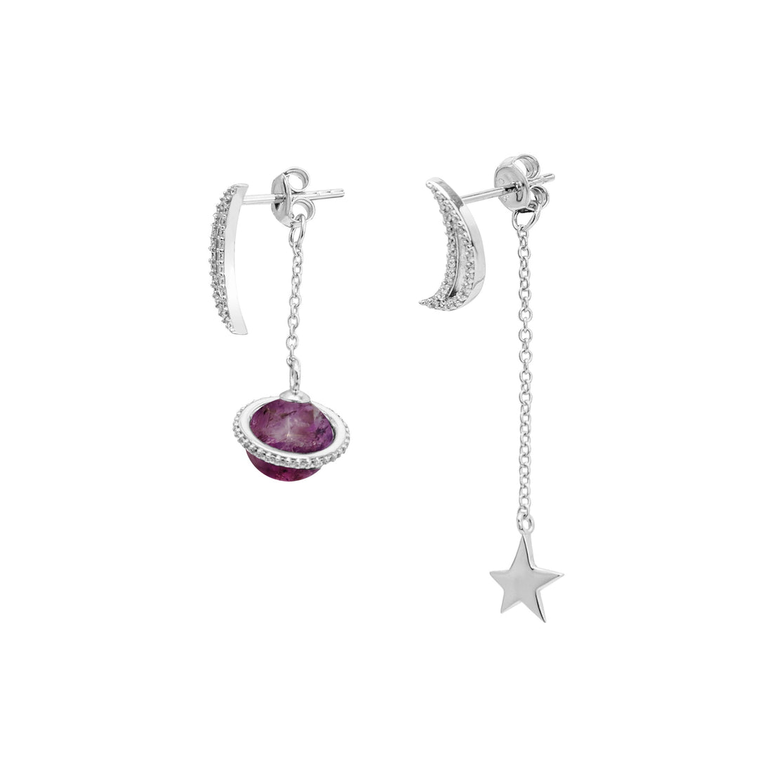 PENDIENTES ASIMÉTRICOS SILVER GALAXY
