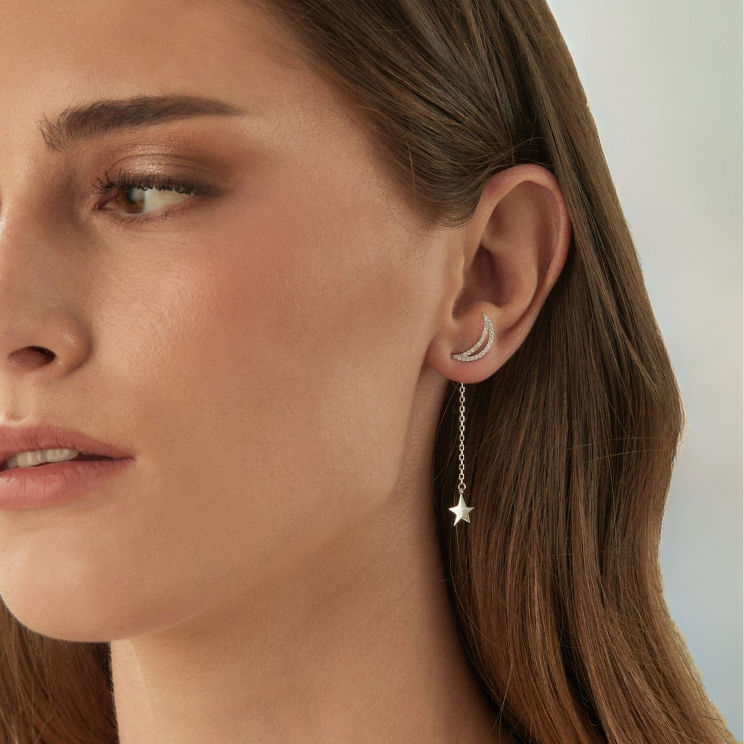 PENDIENTES ASIMÉTRICOS SILVER GALAXY