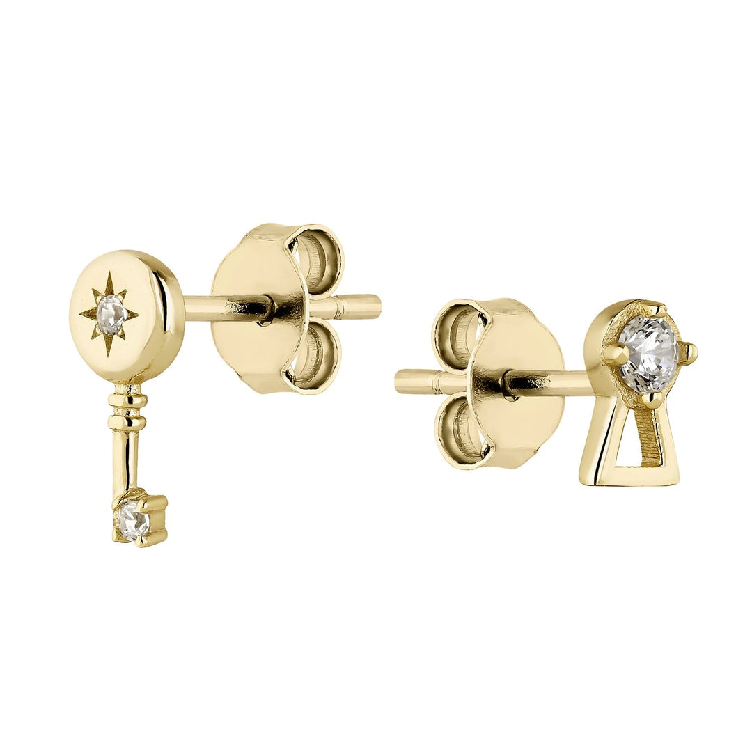 PENDIENTES ASIMÉTRICOS LOCK AND KEY AMULET