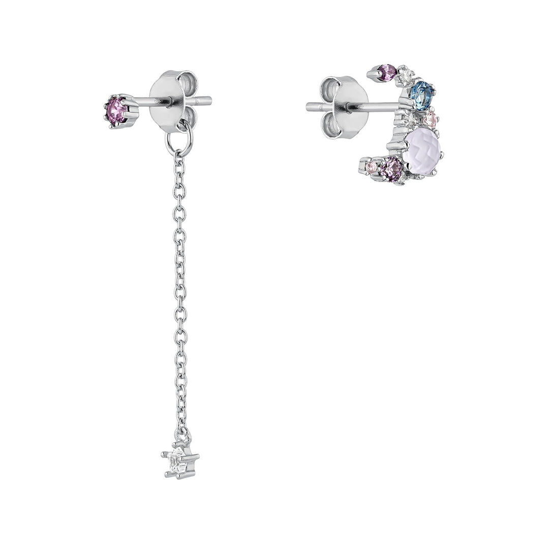 PENDIENTES ASIMÉTRICOS DE PLATA CANDY-MOON