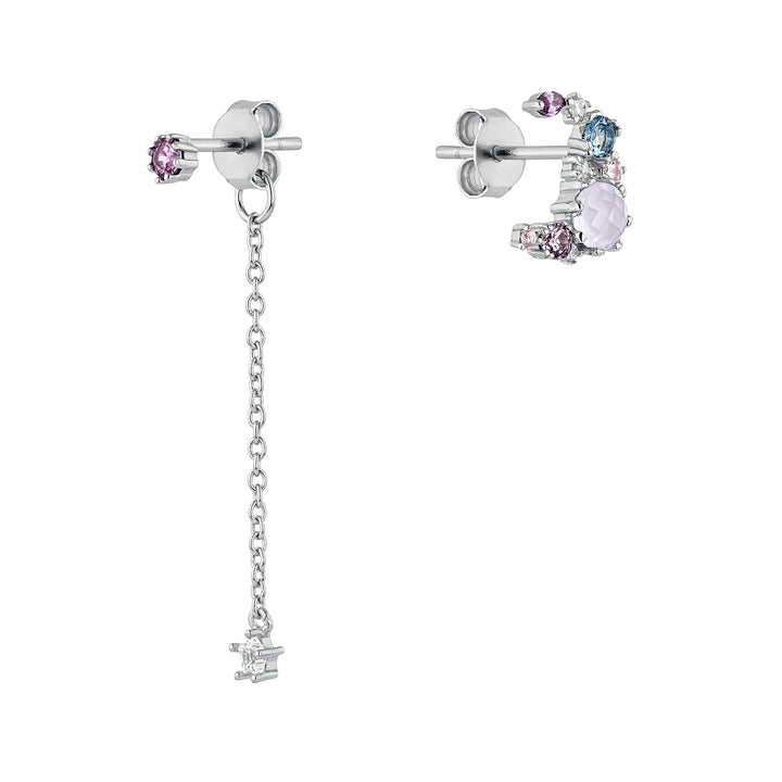 PENDIENTES ASIMÉTRICOS DE PLATA CANDY-MOON