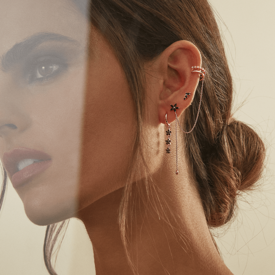 PENDIENTE ARO PLATA FLOWER BOOM - Blissou Jewelry