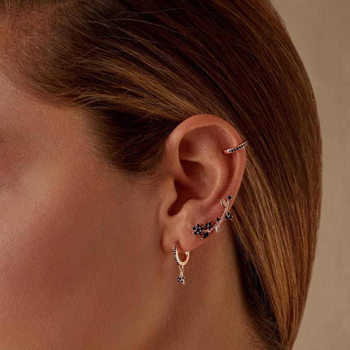 PENDIENTE PIERCING ARO ORO ROSA ESPINELA SHOOTING STAR