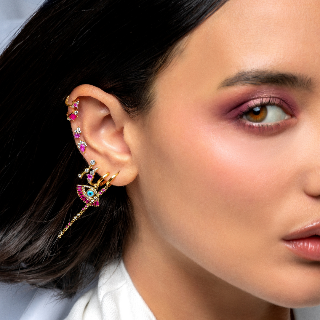 PENDIENTE PIERCING ARO ORO AMARILLO ROSA SCARLETT