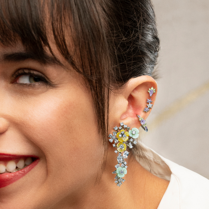 PENDIENTE PIERCING ARO DE PLATA LILA KEILA