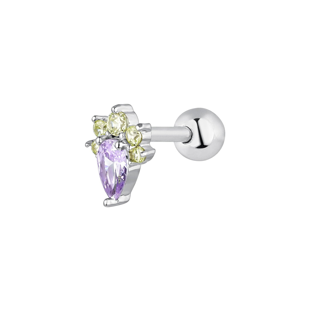 PENDIENTE PIERCING DE PLATA LILA LOIDA
