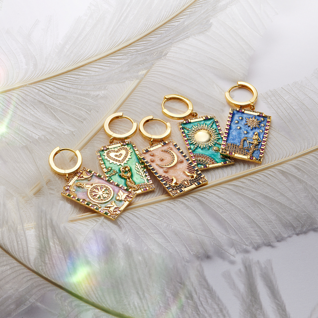 PENDIENTE PIERCING ARO CARTAS TAROT LA-LUNA