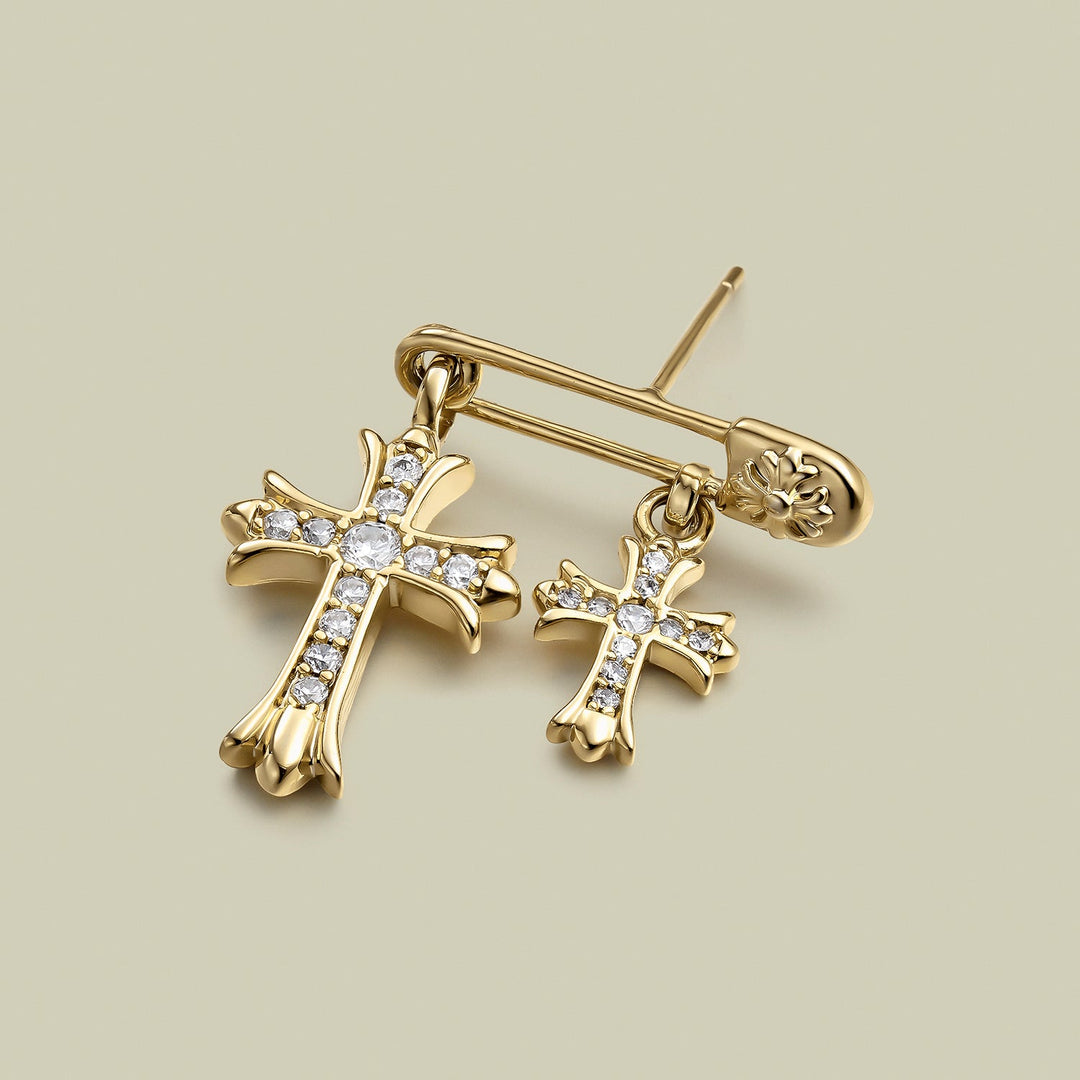 PENDIENTE PIERCING ARO PIN &amp; CROSS