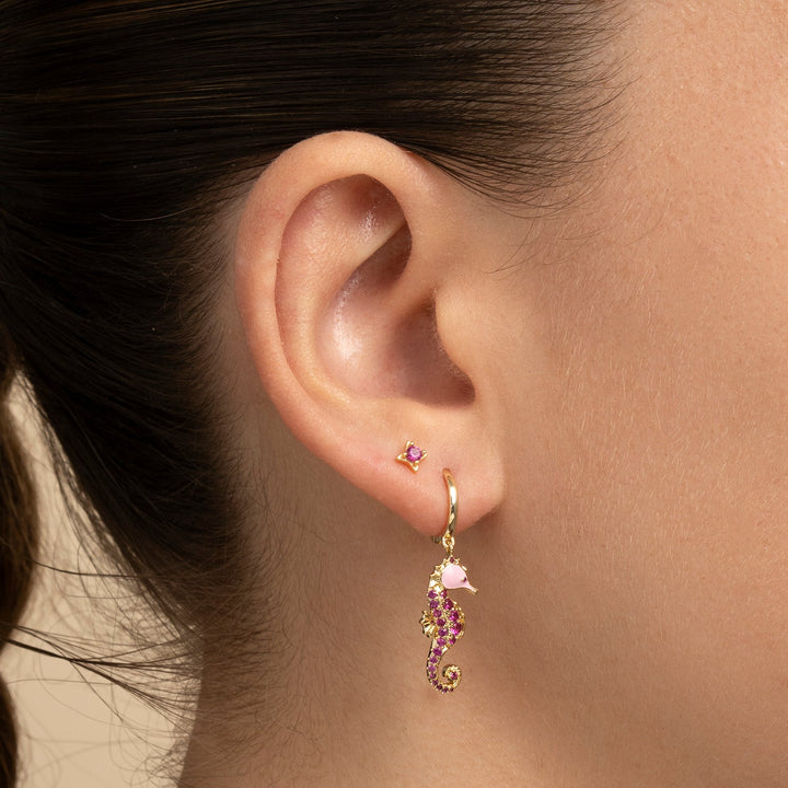 PENDIENTE PIERCING ARO MOSAÏQUE PINK SEAHORSE