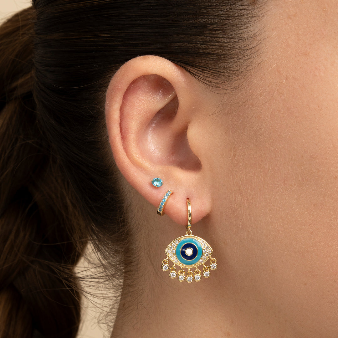 PENDIENTE PIERCING ARO MOSAÏQUE AQUA POWER EVIL EYE