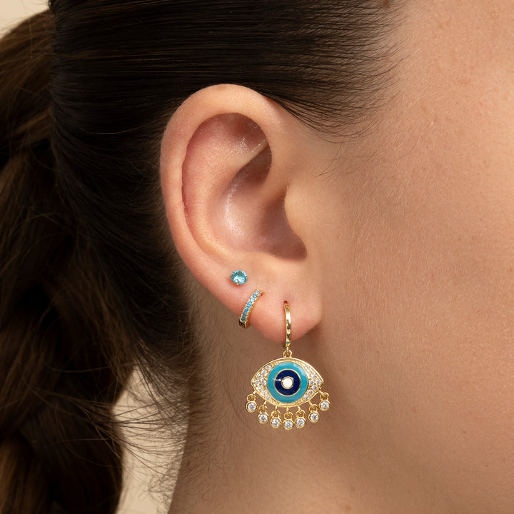 PENDIENTE PIERCING ARO MOSAÏQUE AQUA POWER EVIL EYE