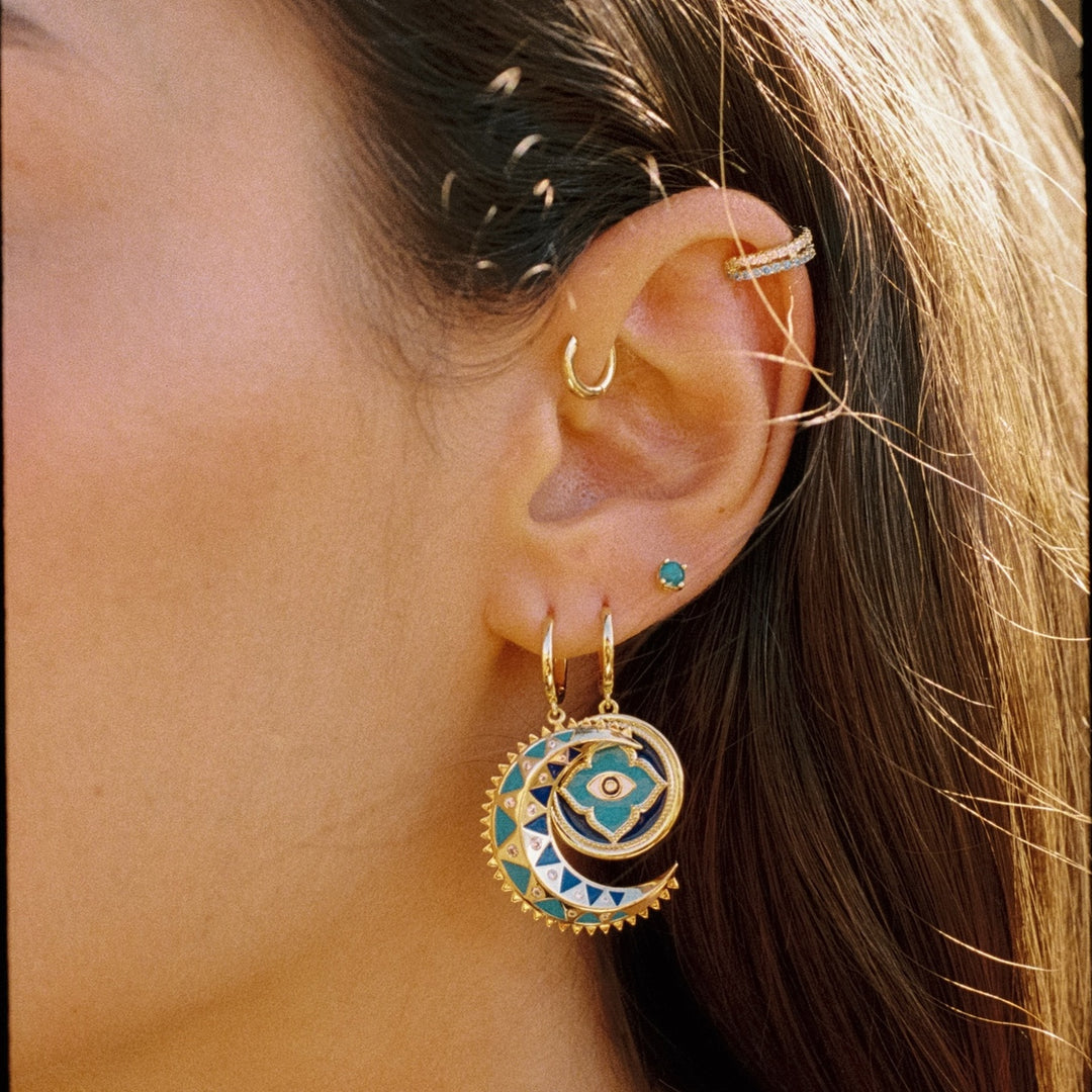 BRINCO PIERCING ARO AQUA MOSAÏQUE LUA