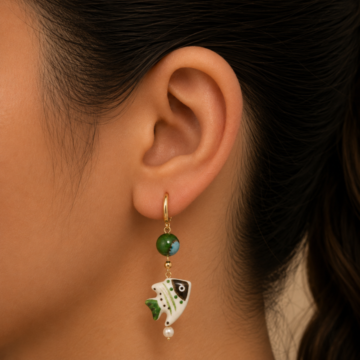 PENDIENTE PIERCING ARO POCELAINE VERT D´EAU