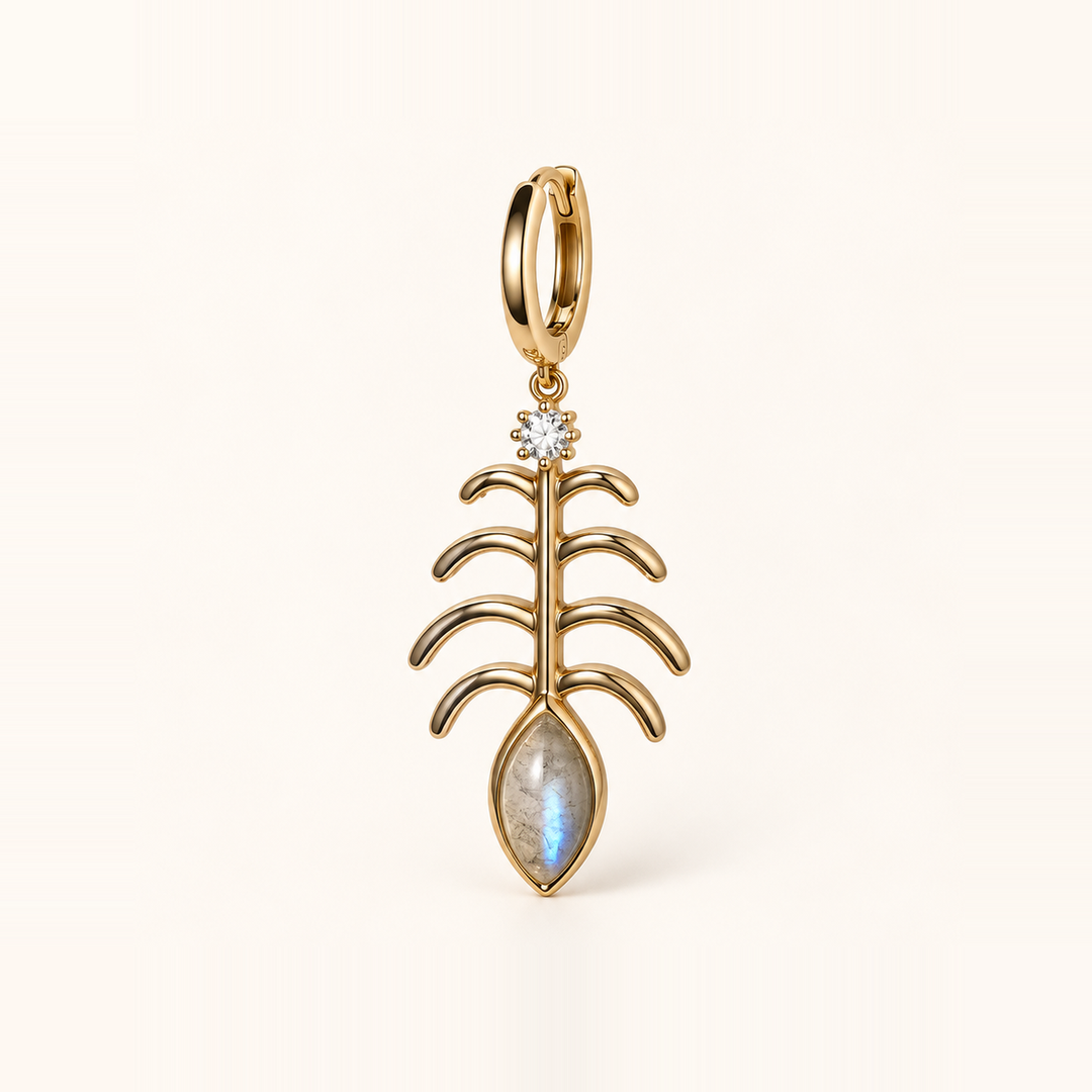 PENDIENTE PIERCING ARO GREY MOONSTONE AYA