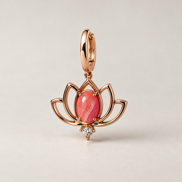 PENDIENTE PIERCING ARO RHODOCHROSITE LOTUS SAHARA