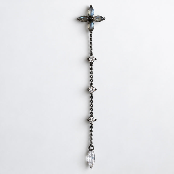 PENDIENTE PIERCING GREY MOONSTONE FLEUR DE NUIT