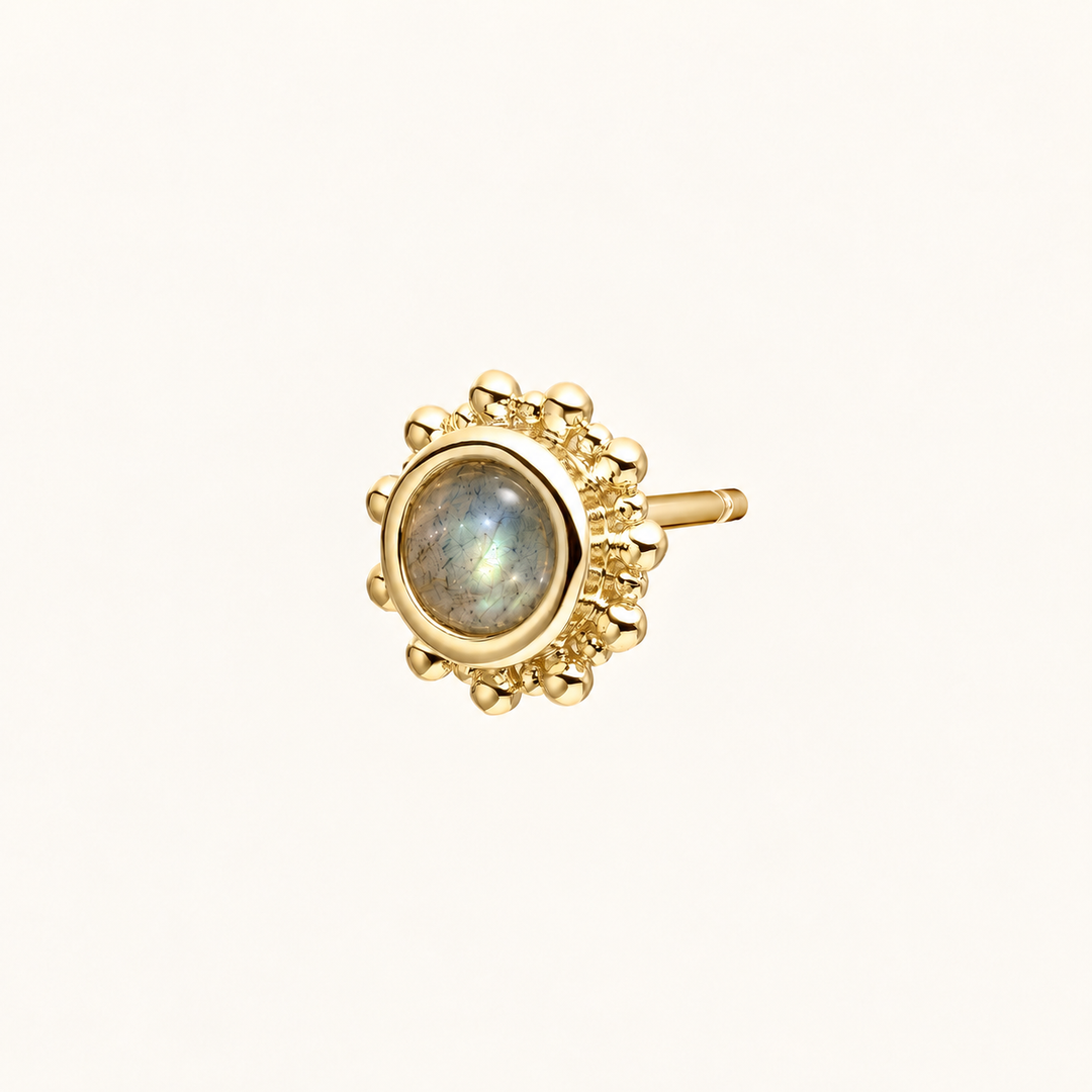 PENDIENTE PIERCING GREY MOONSTONE CELESTIAL SUNRAY