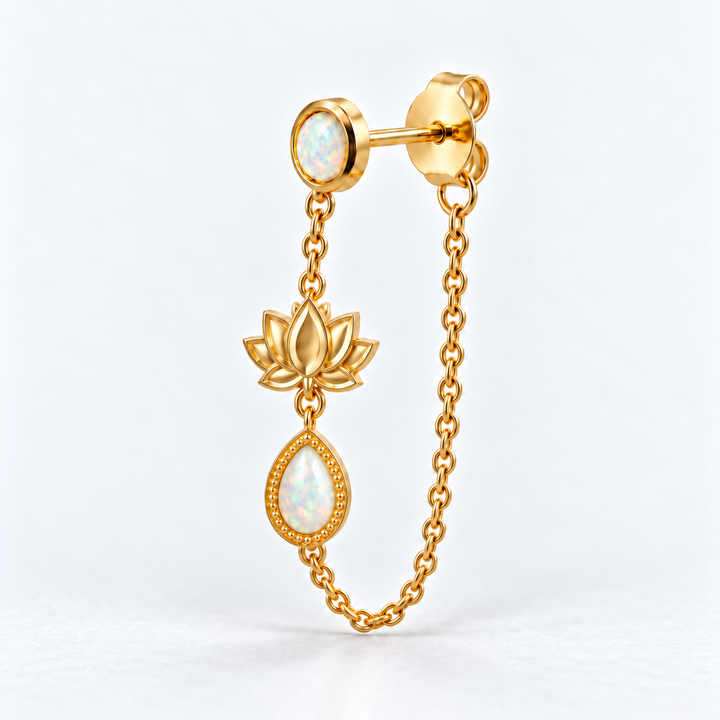 PENDIENTE PIERCING FIRE OPAL LOTUS