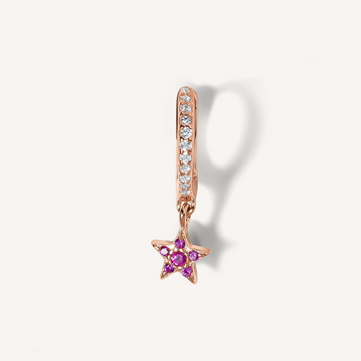 PENDIENTE PIERCING ARO ORO ROSA SHOOTING STAR