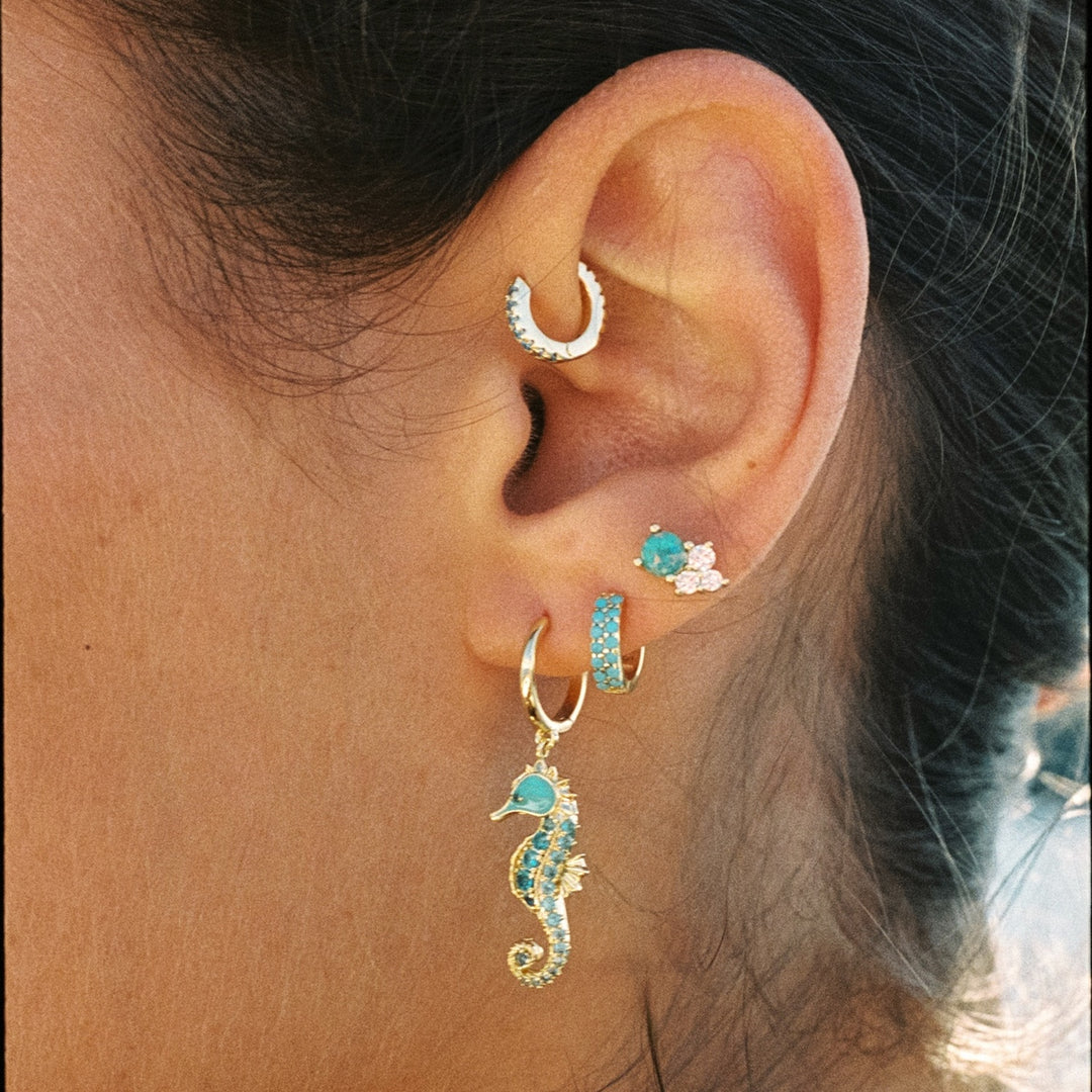 JEANINNE YELLOW GOLD HOOP PIERCING EARRING