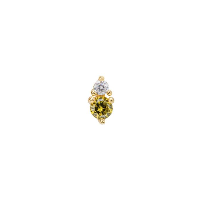 PENDIENTE PIERCING ORO AMARILLO VERDE DORY