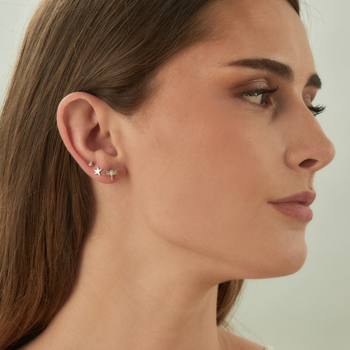 DRAGONFLY SILVER PIERCING EARRING  