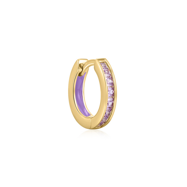 PENDIENTE PIERCING ARO ORO AMARILLO LILA HOLI HOOP