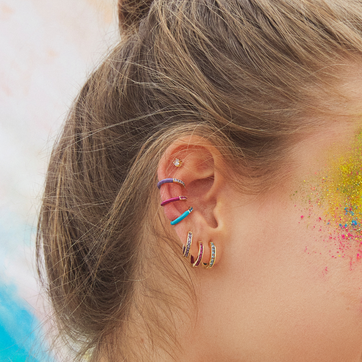 PENDIENTE PIERCING ARO ORO AMARILLO AZUL HOLI HOOP