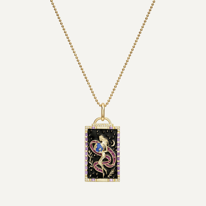 PENDENTIF CARTE DE TAROT LE MONDE