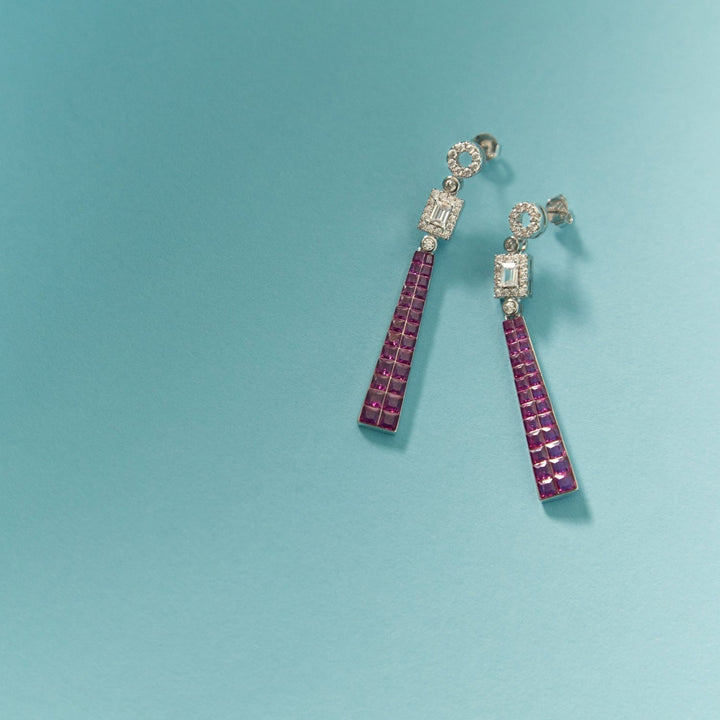 PENDIENTES RUBI ART-DECO