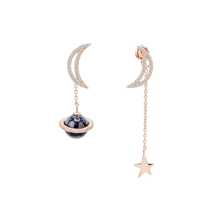PENDIENTES ASIMÉTRICOS ORO ROSA GALAXY