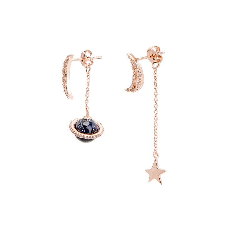 PENDIENTES ASIMÉTRICOS ORO ROSA GALAXY